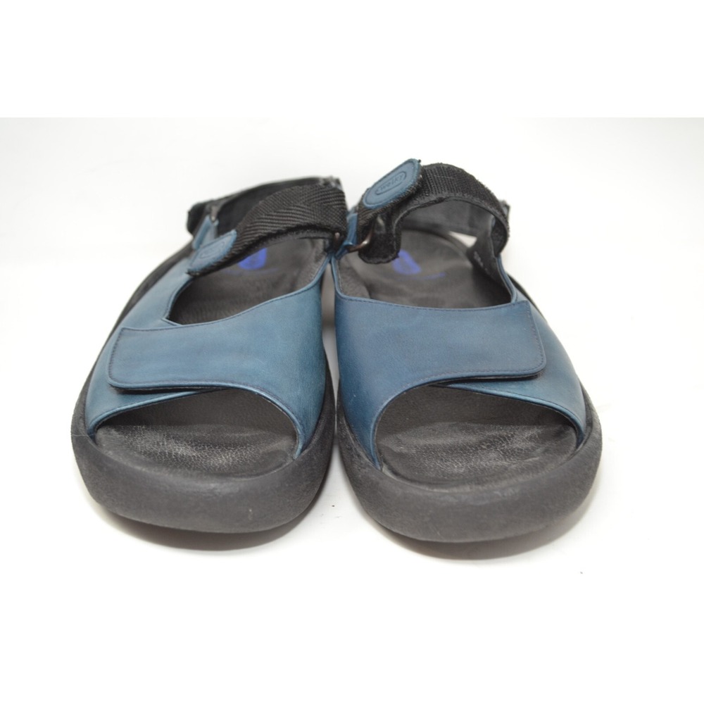 Wolky Jewel Sandal 3204 Women Slingback Blue Black Leather Wedge Size US 9 EU 43 - Picture 3 of 11